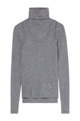 Double-layer wool top | mid grey melange — packshot