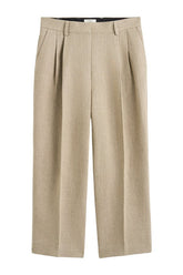 Double-pleat cropped linen trousers — packshot