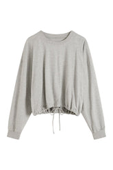 Drawstring Long Sleeve Top - Light Grey Marle — packshot