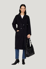 Dylan Coat - Black Cashmere Blend — model side