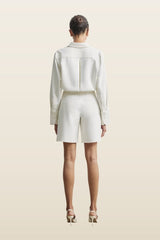 Effortless Pleated Longline Shorts — model back