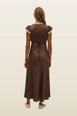 Elvira Midi Dress Chocolate Lace — model back