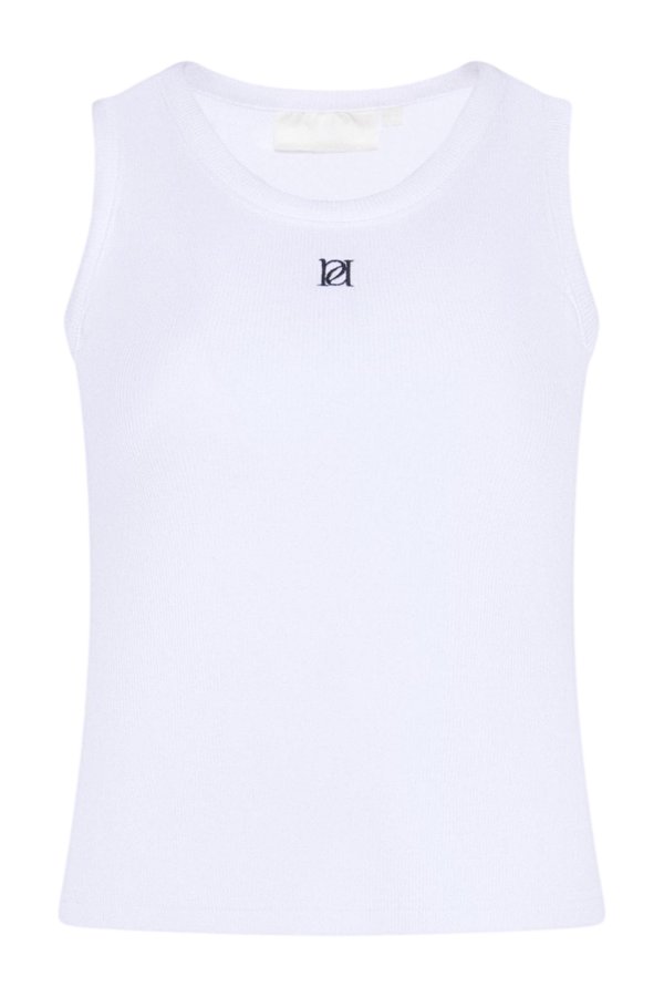 Ribbed Emblem Vest Top - Crème — packshot