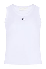 Ribbed Emblem Vest Top - Crème — packshot