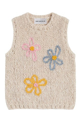Embroidered Daisy Fluffy Knit Vest — packshot