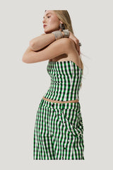 Etta bandeau in Gingham — model side