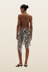 Fantasy dress in Zebra — model back