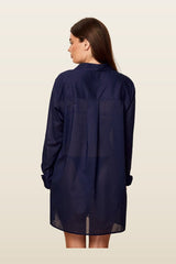 Fiji Tunic - Midnight Cotton Voile — model back