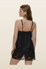 First Crush Satin Babydoll Dress — model back