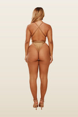 The Fishtail Swimsuit in Bronze — model back