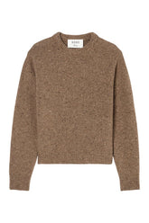 Fitted mouliné crewneck | mouliné taupe melange — packshot