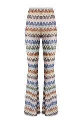 Flare viscose lamé trousers with lace motif — packshot