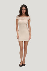 Fleur Crochet Knit Mini Dress - Summer Crochet — model front