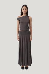 Fluid Jersey Skirt - Soot — model front
