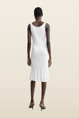 Fluted hem dress optic — model back