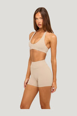 Form Halter Crop | Fawn — model side