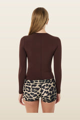 Foundation Long Sleeve Top In Mahogany — model back