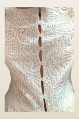 Front Button Crochet Top — model back