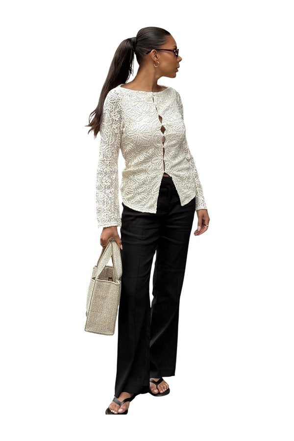 Front Button Crochet Top — packshot