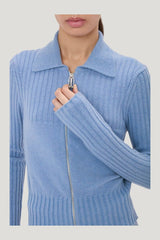 Zip Jumper In Blue Melange — model side