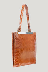 Gaia Mini Bag Tan Python Leather — model front