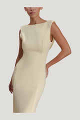 Galilea Crepe Draped Maxi Dress — model side