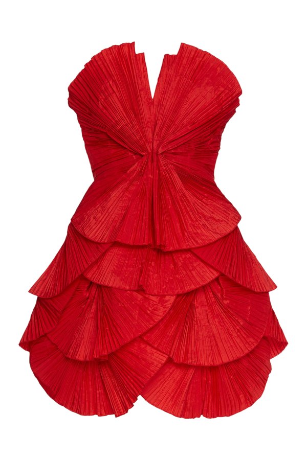 80's Red Pleated Mini Dress — packshot