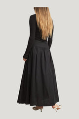 Gathered Maxi Cotton Skirt — model front