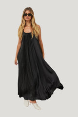 Gathered Volume Strap Dress — model front