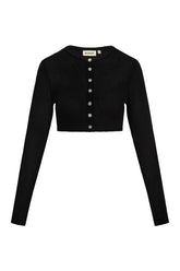 Genoa Cardigan - Black Open Jersey — packshot