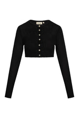 Genoa Cardigan - Black Open Jersey — packshot