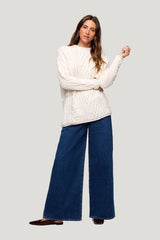Heritage Cable Sweater | Pearl — model front