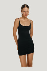 Hourglass jumpsuit in Onyx — model side