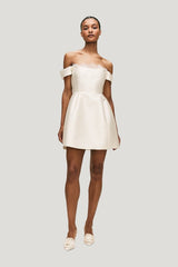 Idaira Mini Dress In Ivory Twill — model front