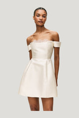 Idaira Mini Dress In Ivory Twill — model side
