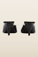 Iris Mule in Black Croc Embossed Leather — model back