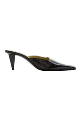 Iris Mule in Black Croc Embossed Leather — packshot