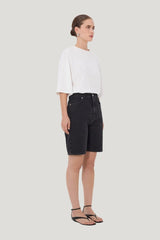ISU LDS Denim Shorts — model side