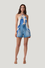 Jace A-Line Denim Shorts - Summer — model front