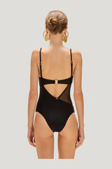 Jade Lycra Tulle Bodysuit — model side