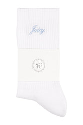 Juicy Script Sock - White/Sky — packshot