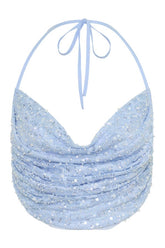 Kiara Pearl Beaded Cowl Crop Top — packshot