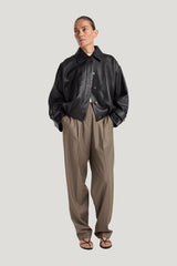 Leather blouson jacket — model front