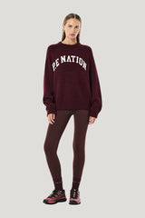 Legacy Knit Crew In Mahogany & Whisper — model front
