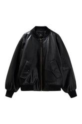 Leon Bomber - Black Recycled Leather — packshot