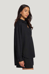 Linen Boyfriend Shirt — model side