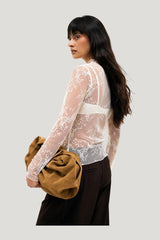 Long Sleeve Lace Top — model front