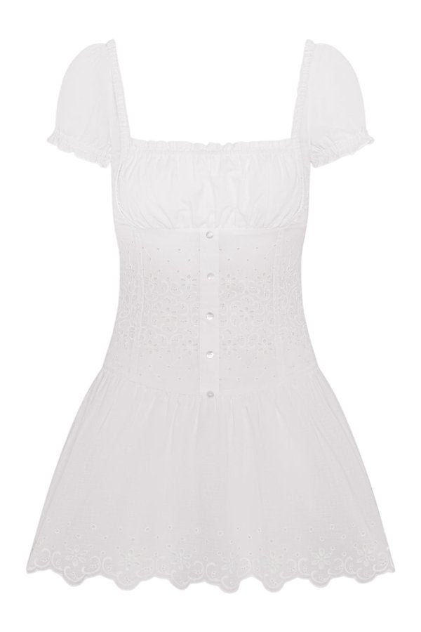 Lucien Cotton Embroidered Mini Dress - Optic — packshot