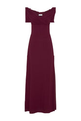 Mabel Off Shoulder Chiffon Maxi Dress - Merlot — packshot