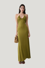 Maely Gathered Slinky Maxi Dress — model front